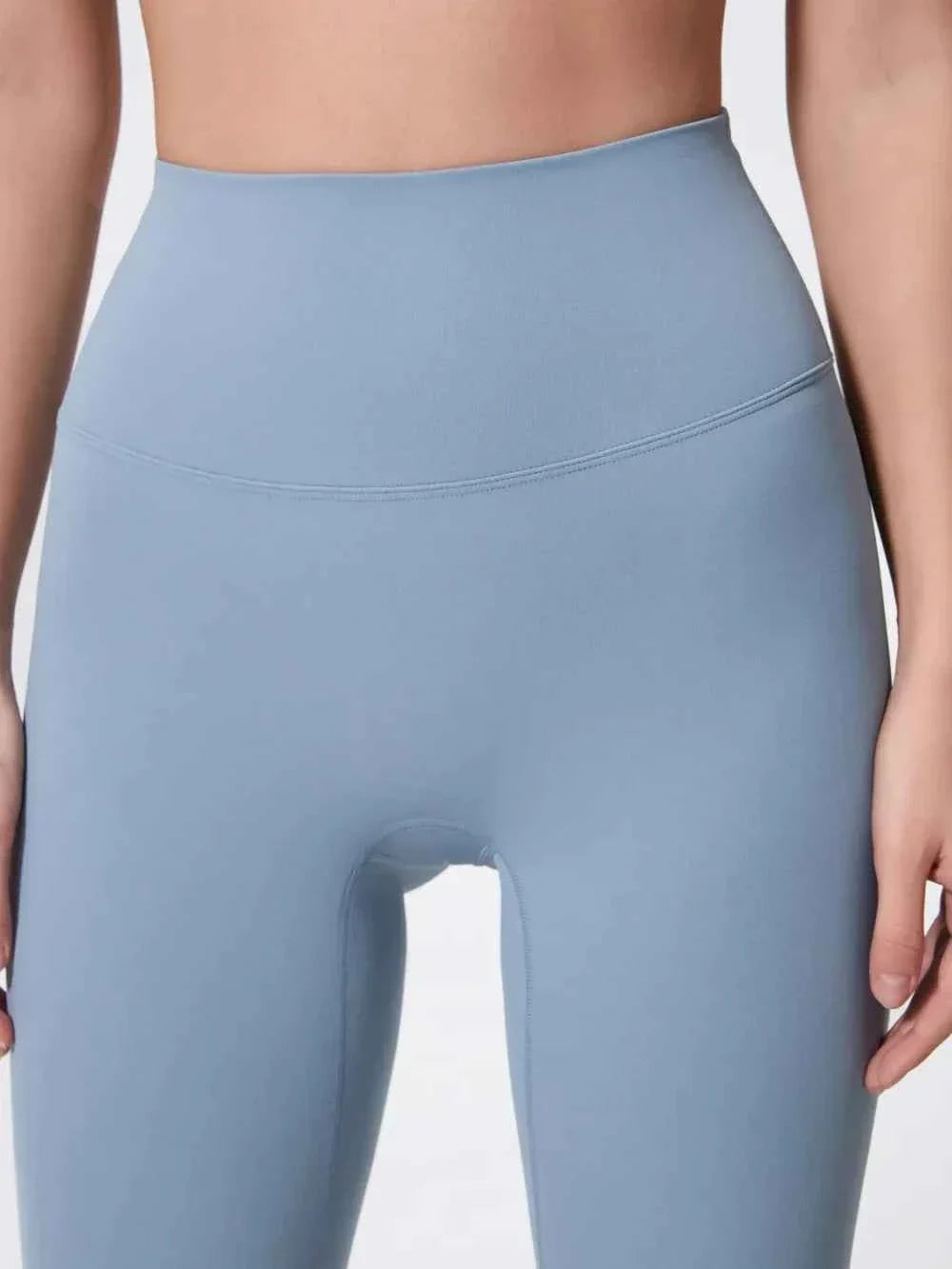 High Waist Wide Waistband Knee Length Active Biker Shorts 11