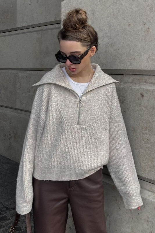 Vintage Notched VNeck Knit Top