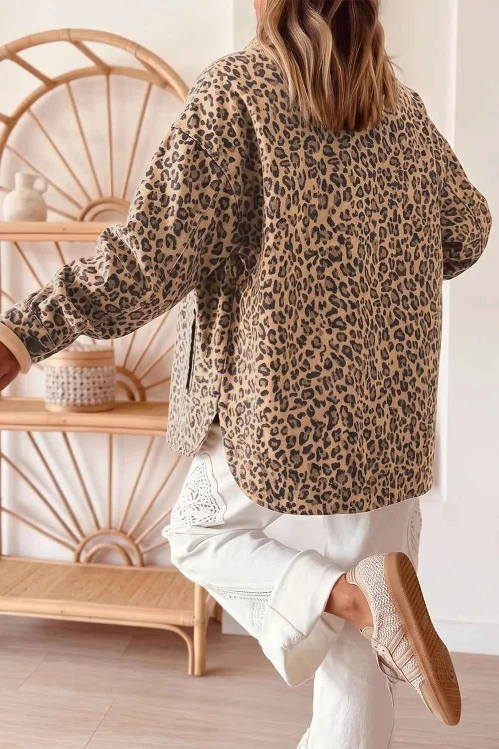 Leopard Print Denim Jacket