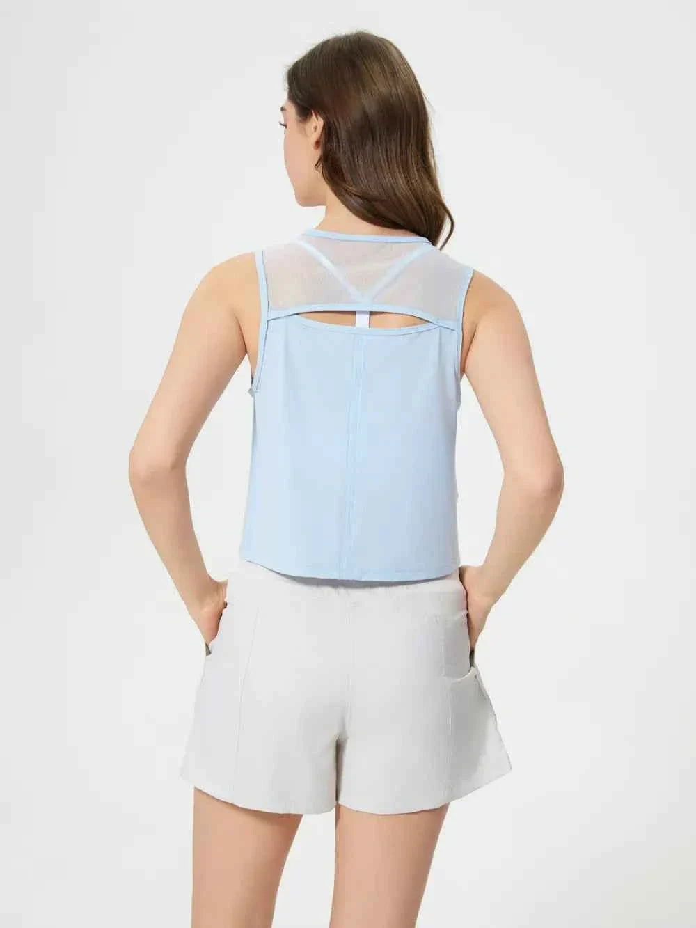 Round Neck Sleeveless Seam Detail Cropped Active Tank Top 28