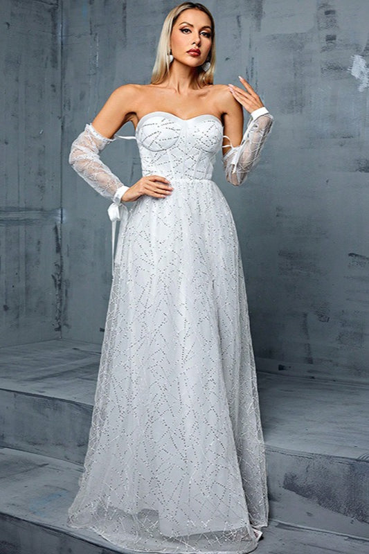 Off-the-Shoulder Sheer Mesh Dress