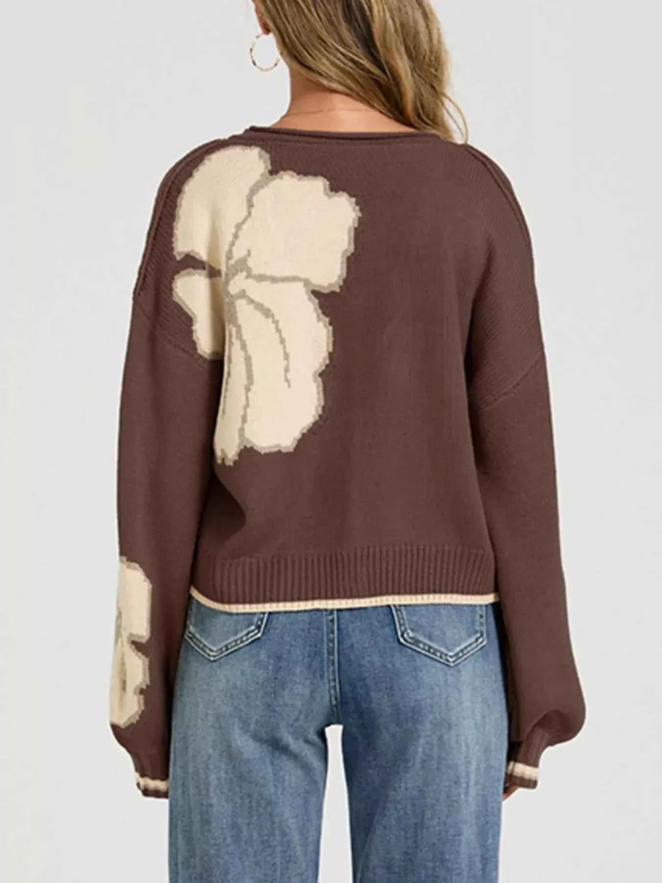 V-Neck Button-Down Knit Cardigan