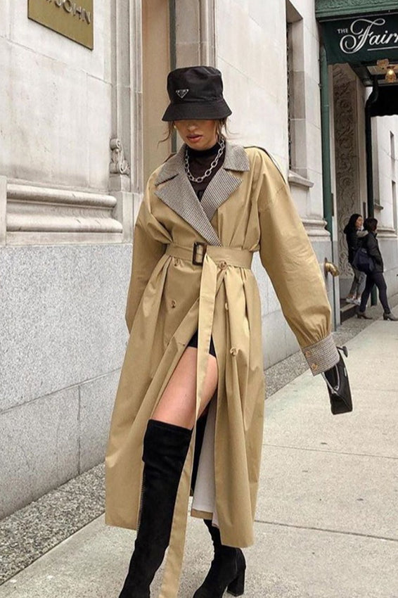 Double Breasted Patchwork Trench Coat