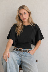 Solid Crew Neck Loose Fit Short Sleeve Tee