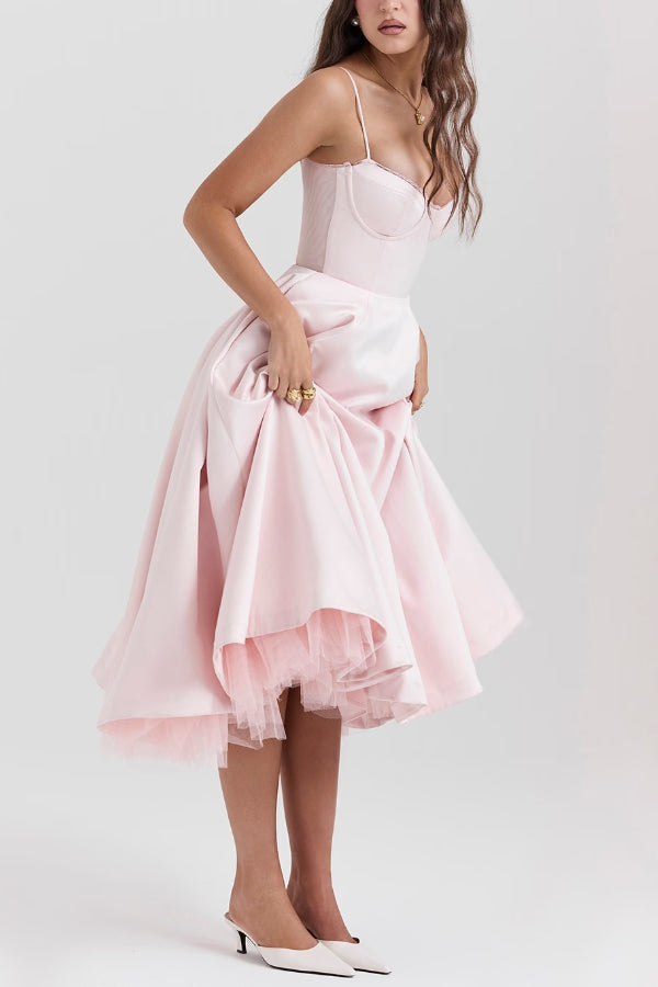 Lorraine Premium Strapless V Neck Sleeveless Tutu Maxi Dress Boutique Edit