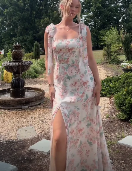 Beautiful Chiffon Print A Line Prom Dress Formal Party Evening Dress  cc1386