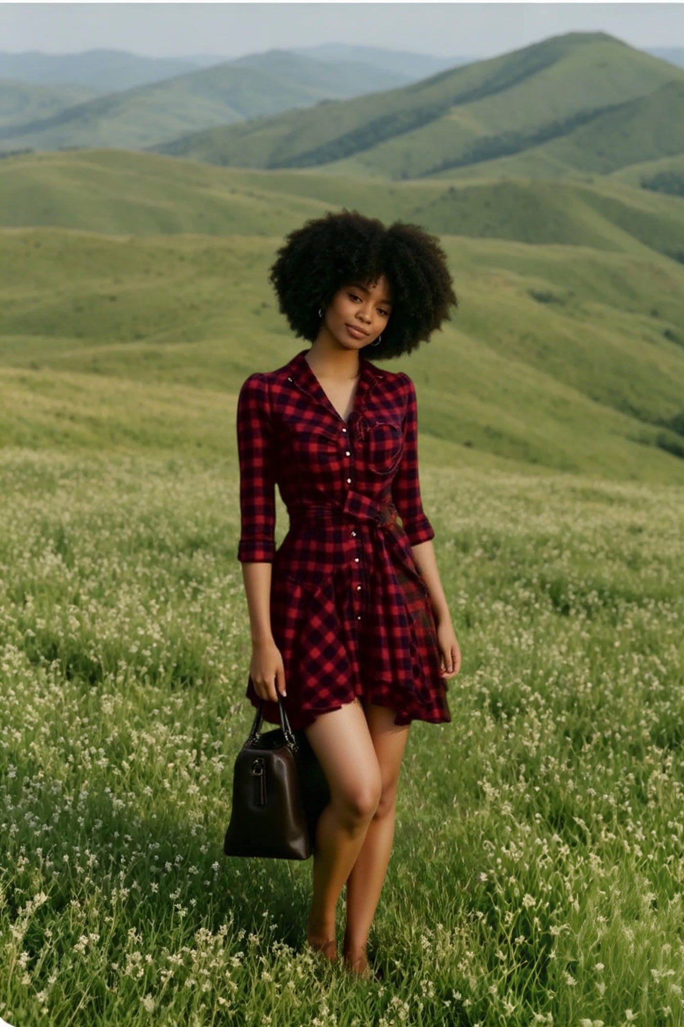 Christmas Long Sleeve Scottish Plaid Slim Dress