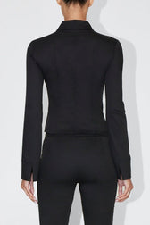 Casual Zip Front Square Neck Long Sleeve Top