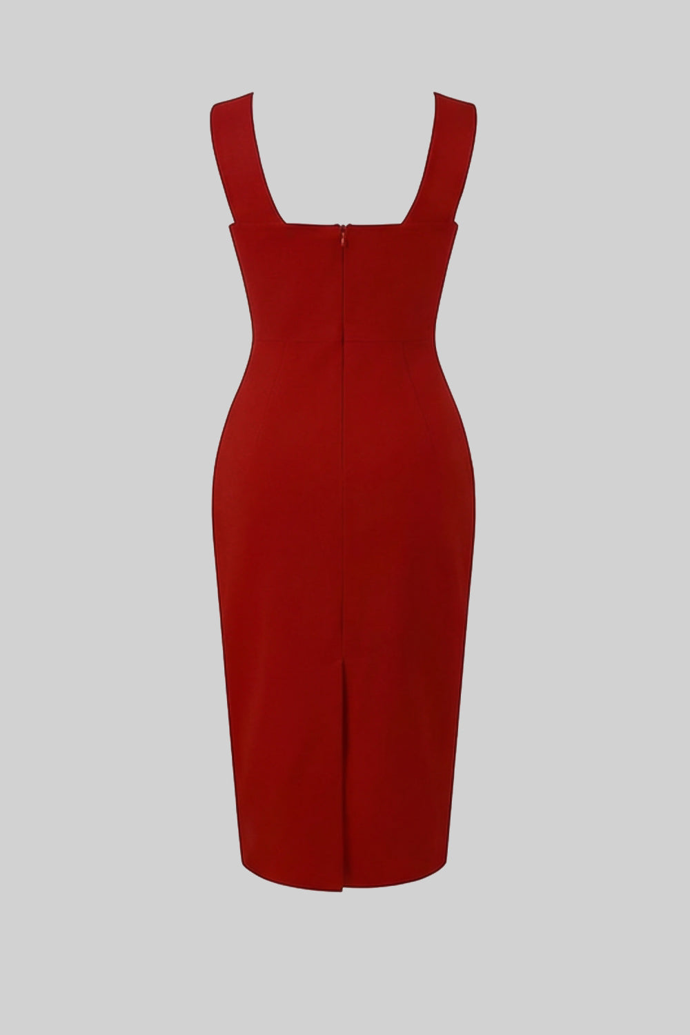 Deep V-Neck Sleeveless 3D Flower Contrast Piping Sheath Midi Dress 5
