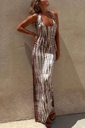 Summer Adventures Tie-dye Print Back Lace-up Stretch Maxi Dress - View 6
