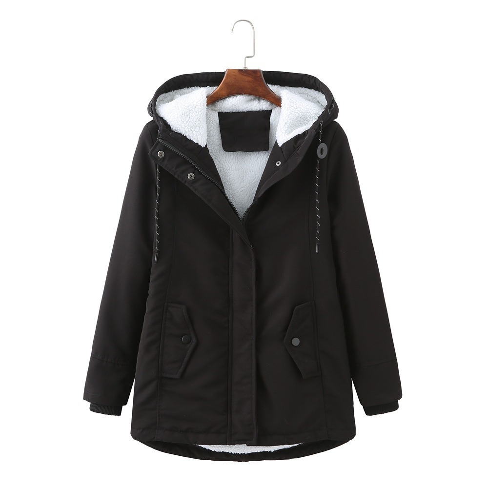 Hooded Sherpa Lined Zip Front Utility Parka Jacket