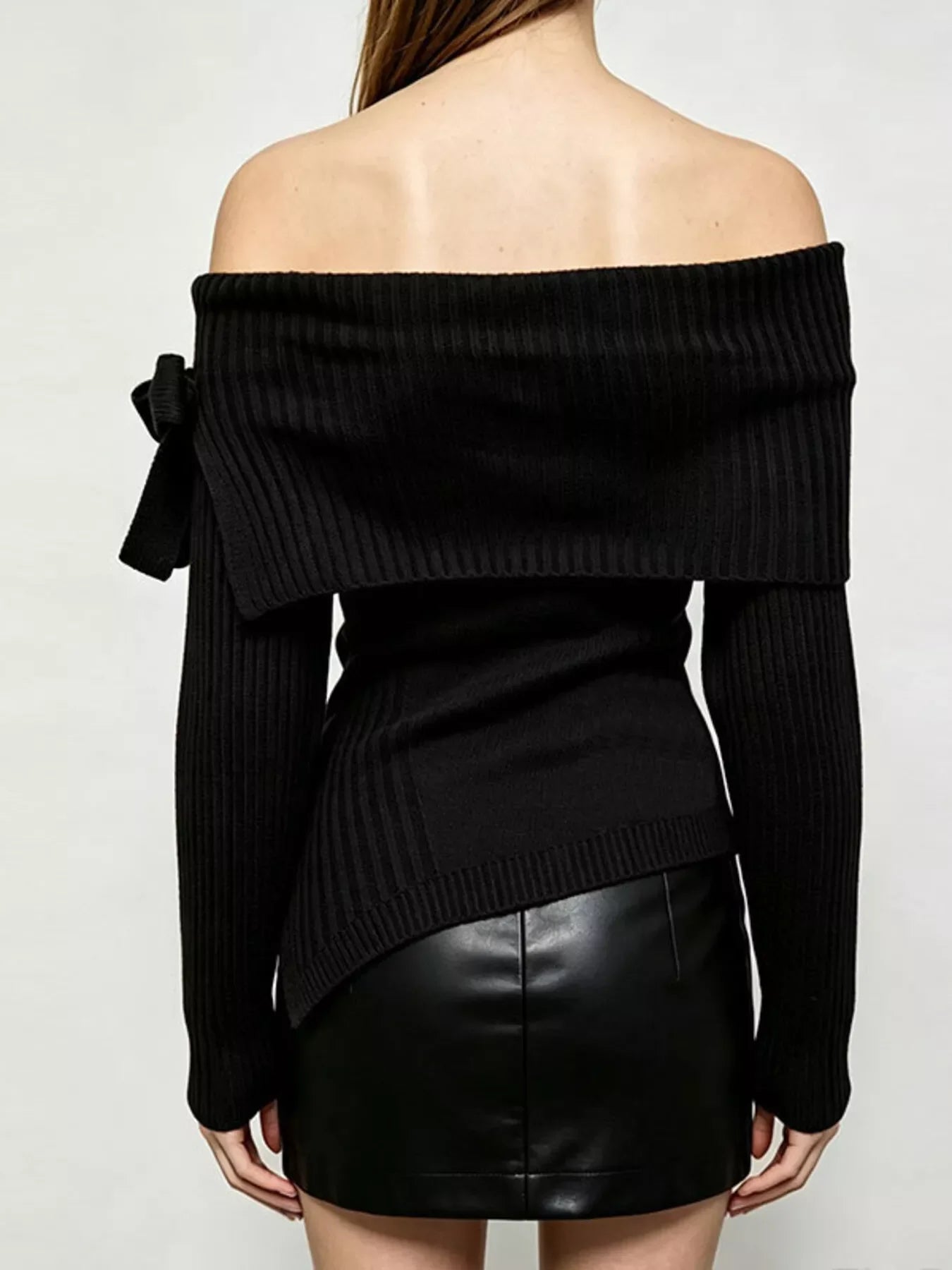 Off-Shoulder Ribbed Knit Top