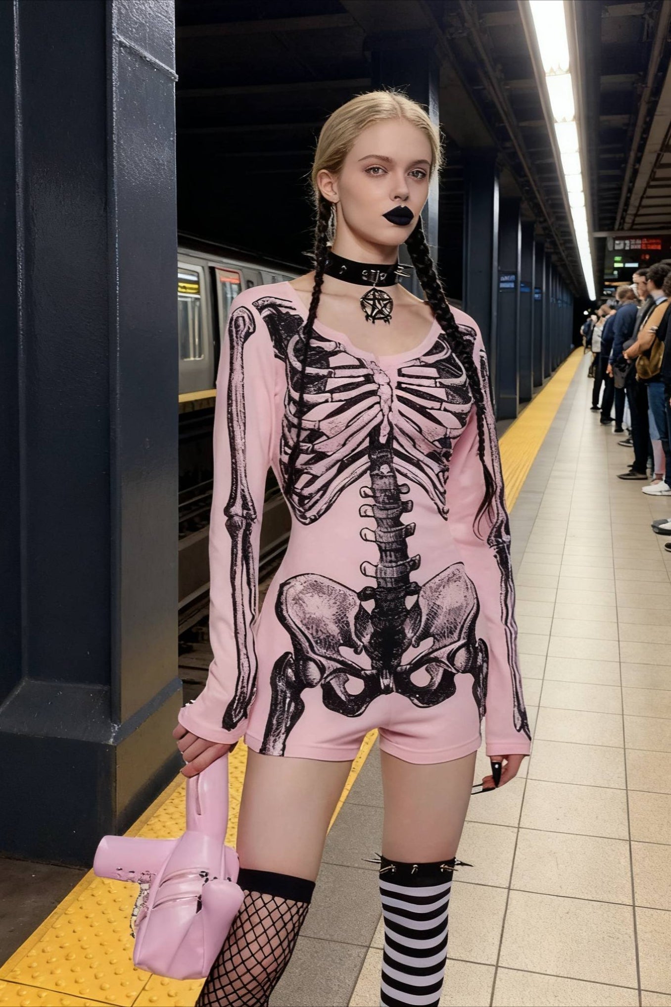Halloween Skull Print Bodysuit T-Shirt