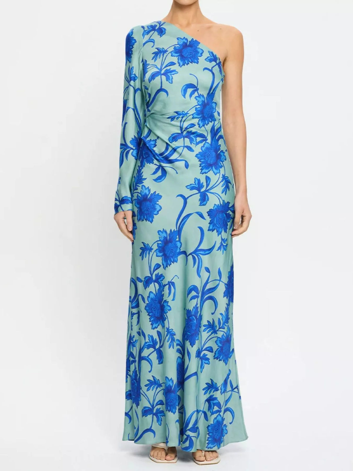 Floral Print One-Shoulder Maxi Dress