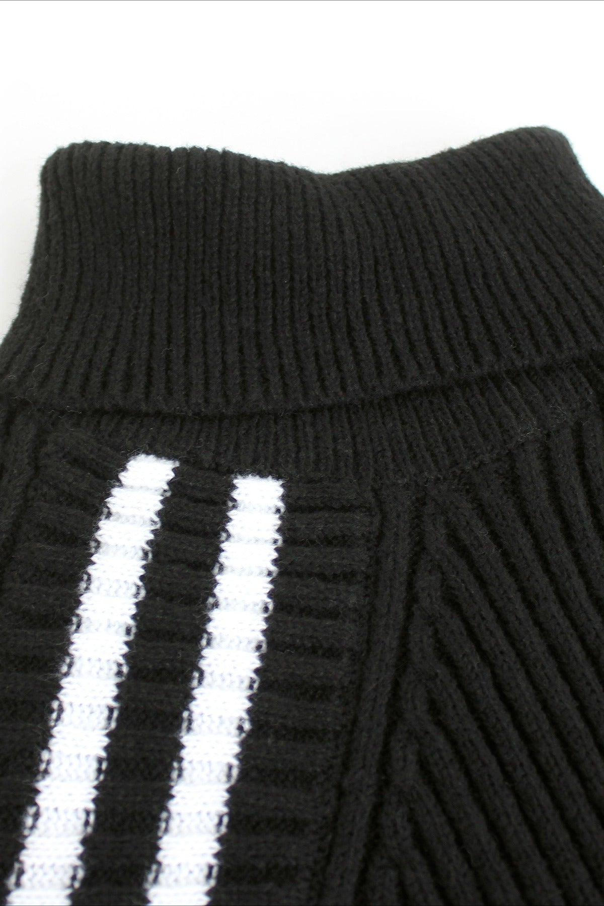 Turtleneck Long Sleeve Contrast Stripe Ribbed Knit Bodycon Mini Sweater Dress 3