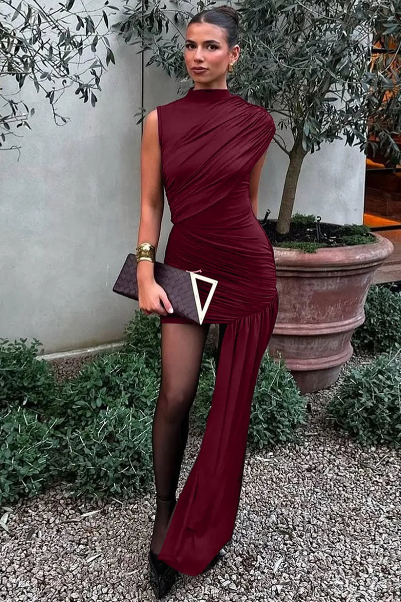 Irregular Bandage Midi Dress
