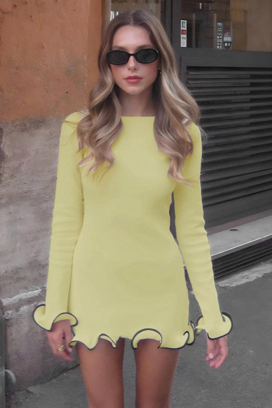 Wave Hem Knit ALine Birthday Dress