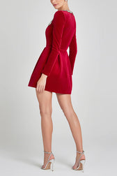 Endless Celebration Velvet Jewel Embellished Trim Mini Dress - View 11