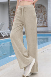 High Waist Draping Wide Leg Knit Pants