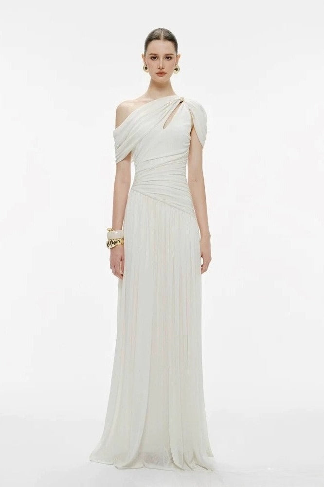 One Shoulder Asymmetric Slip Prom Dress