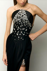 Crystal Embellished Strapless Bandage Prom Dress