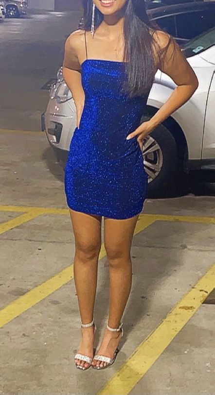 Cute Hoco Dresses Party Dresses Royal blue Sequin Homecoming Dresses