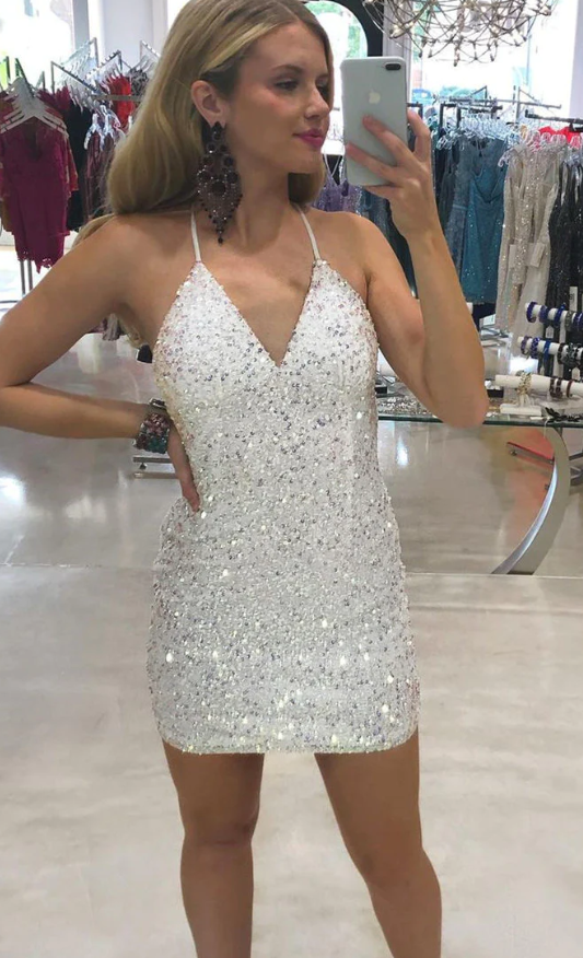 Cute Short Homecoming Dress With Sequin