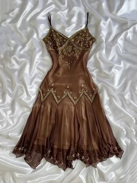 Brown Beaded Prom Dress Birthday Outfit Evening Gowns