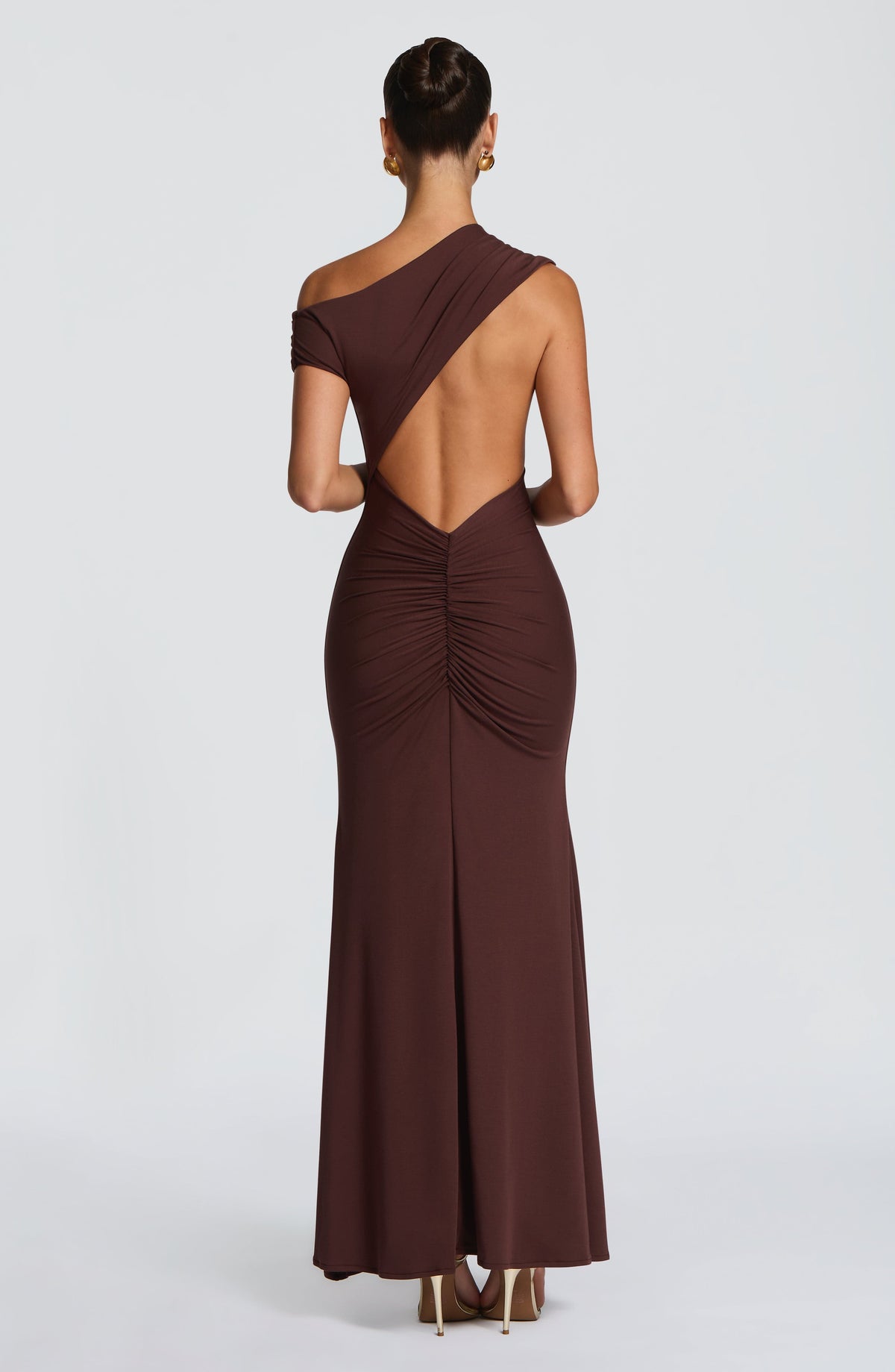 Asymmetric One Shoulder Open Side Backless Mermaid Maxi Dress 2