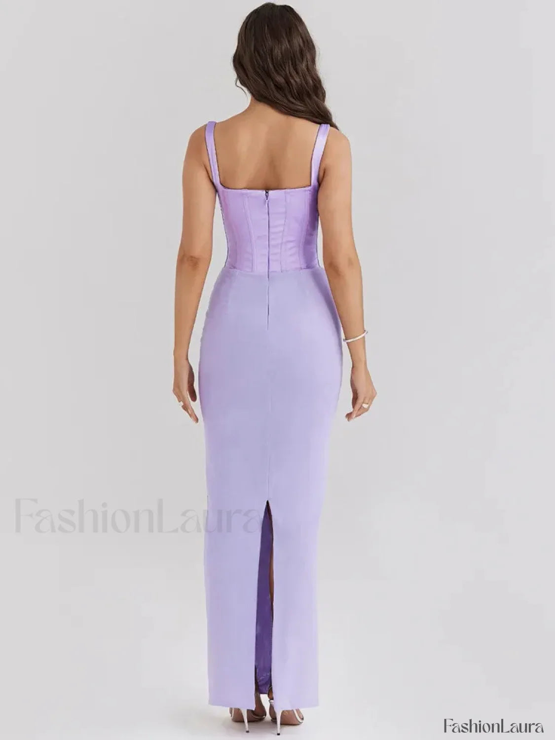 Fishbone Slit Suspender Maxi Dress