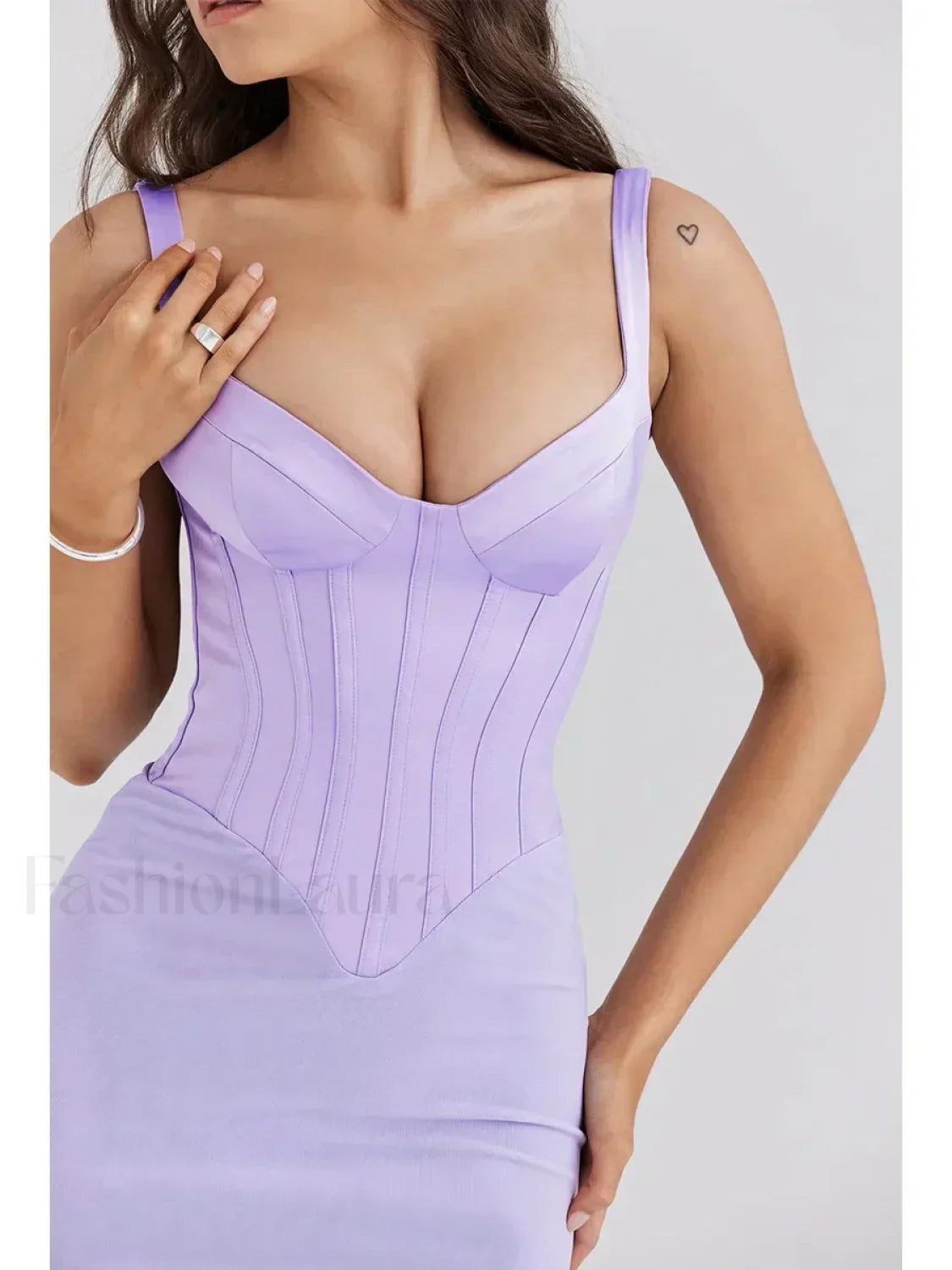 Fishbone Slit Suspender Maxi Dress