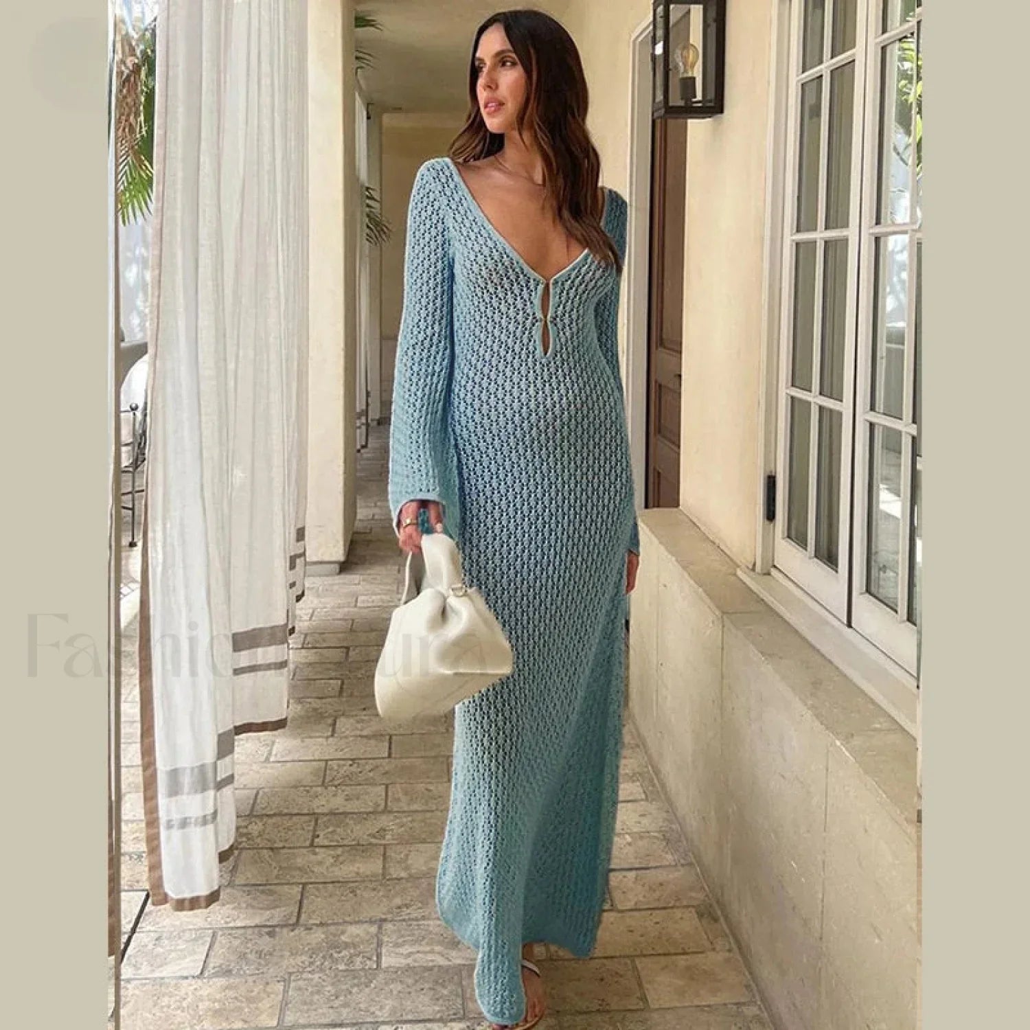Fishtail Flare V-Neck Dress Cover Up