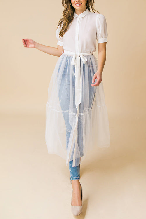 Showing Off A Little Shirt Cover Dress