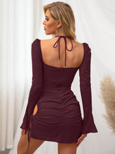 Flare Sleeve Lace Up Mini Dress - View 8