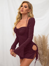 Flare Sleeve Lace Up Mini Dress - View 9