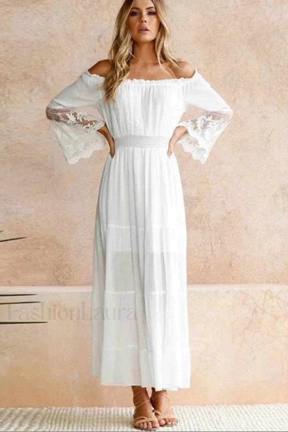 Flare Sleeve Off Shoulder Boho Dress