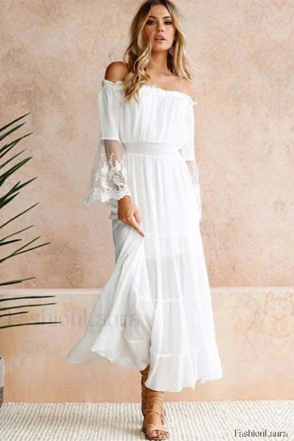 Flare Sleeve Off Shoulder Boho Dress