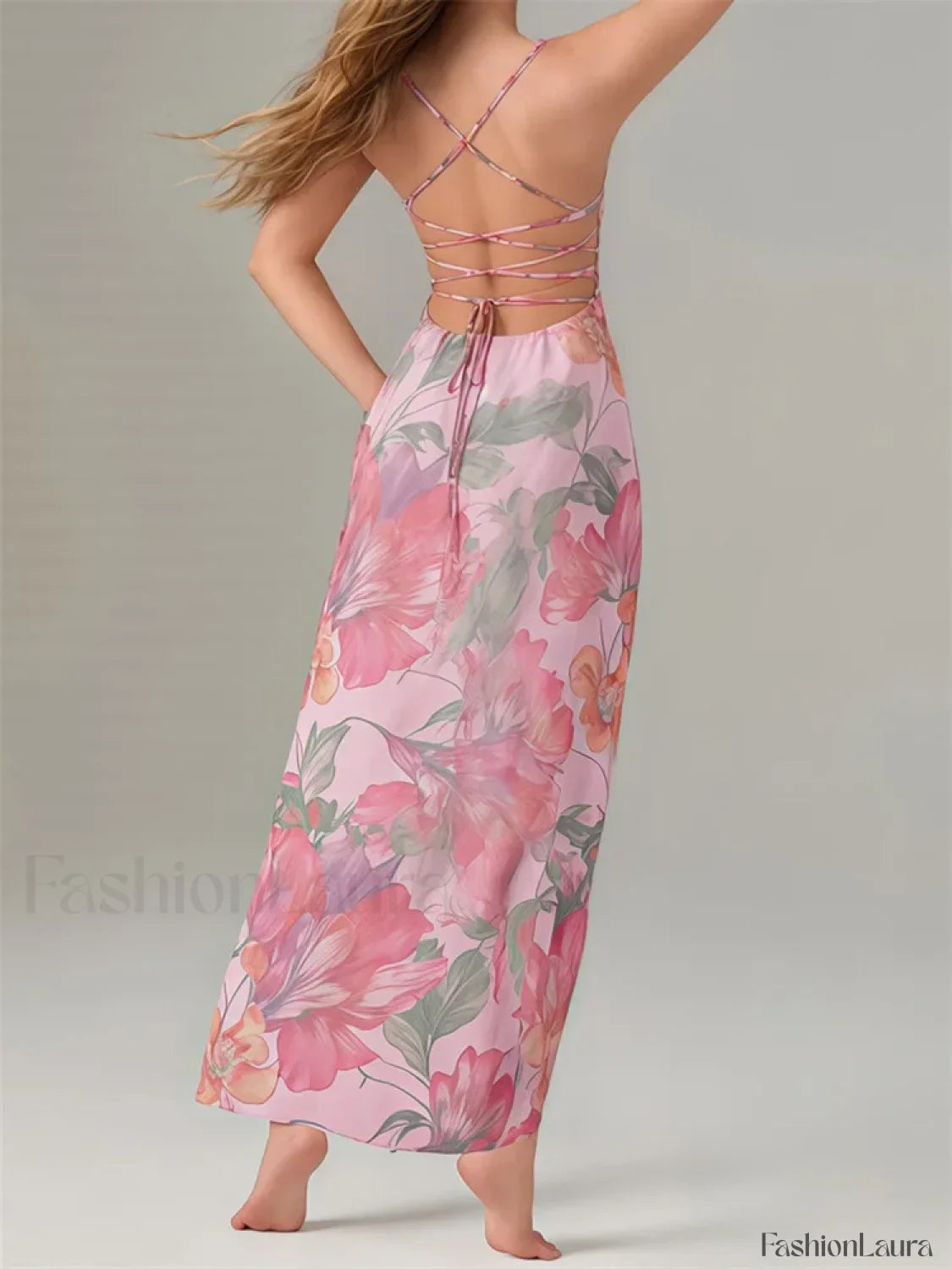 Floral Criss-Cross Strap Maxi Dress