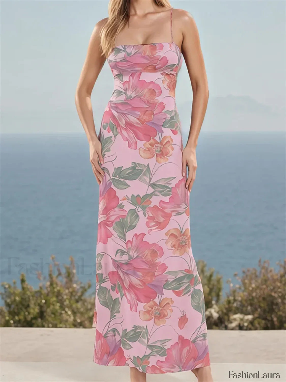 Floral Criss-Cross Strap Maxi Dress