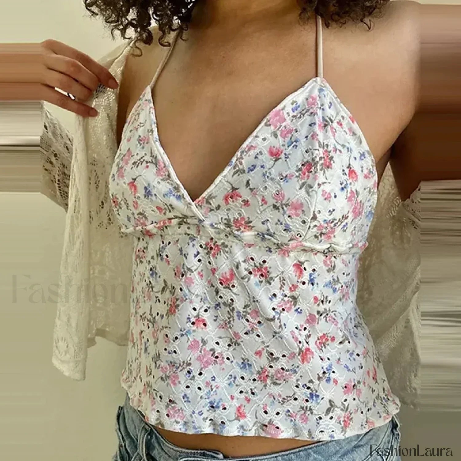 Floral Eyelet Cottage Crop Top