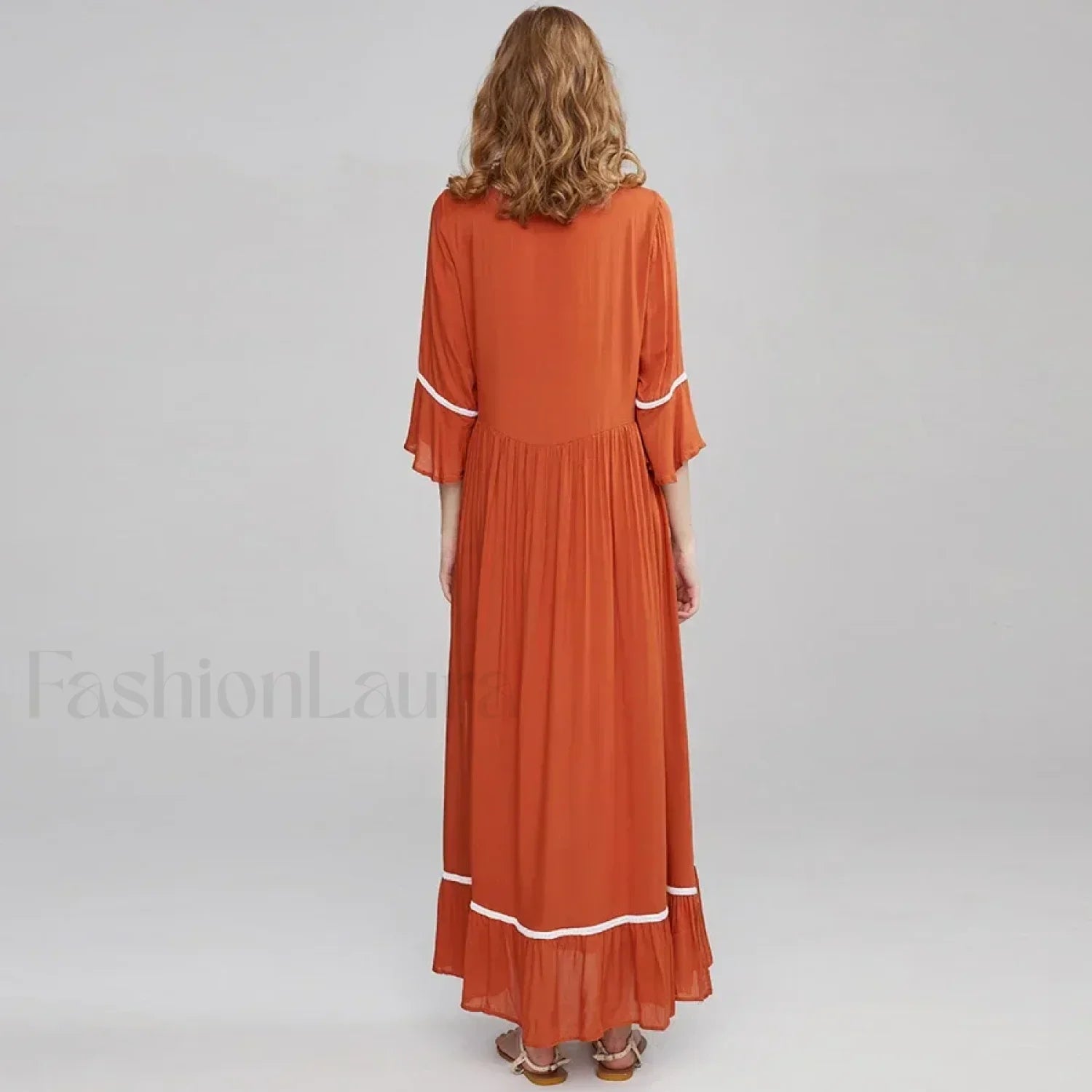 Floral Flare-Sleeve Boho Dress