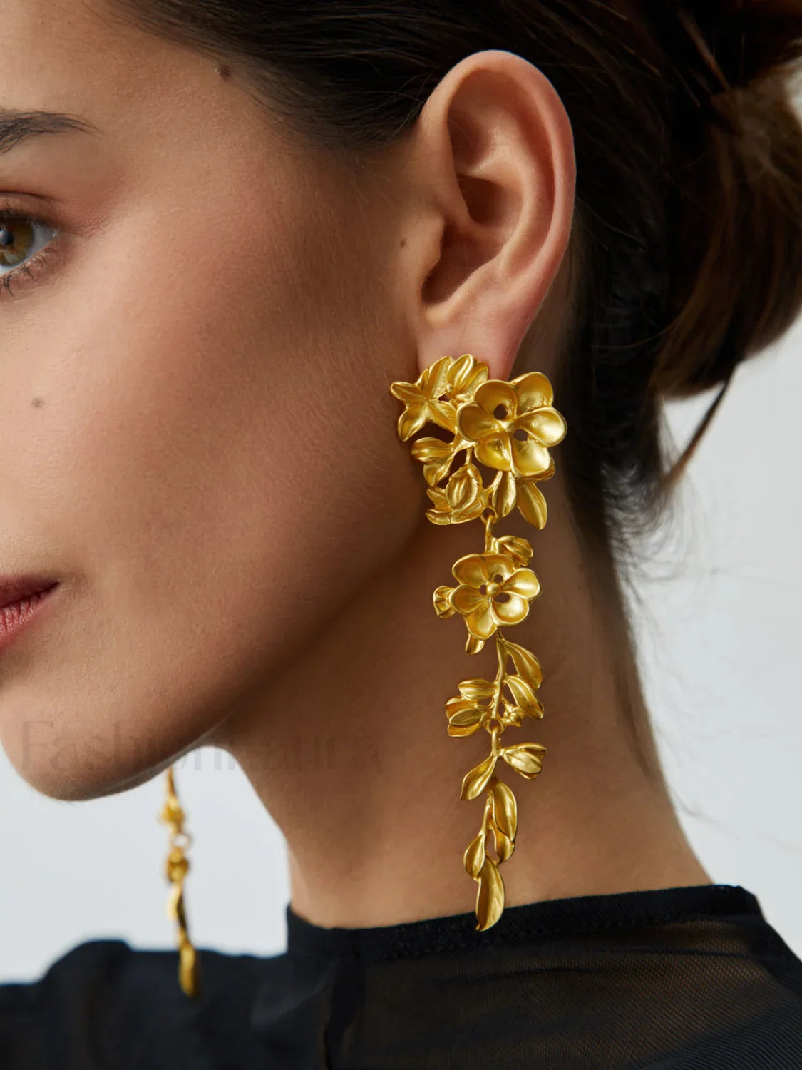 Floral Fringed Earrings Gold / One Size Earrings