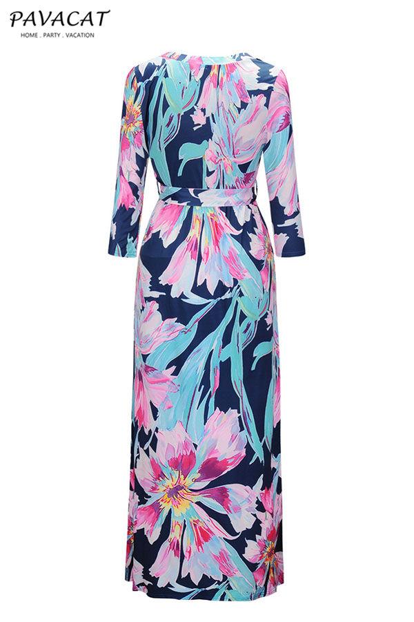 Floral Half Sleeve Maxi Dress