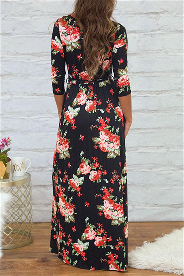 Floral Half Sleeve Maxi Dress