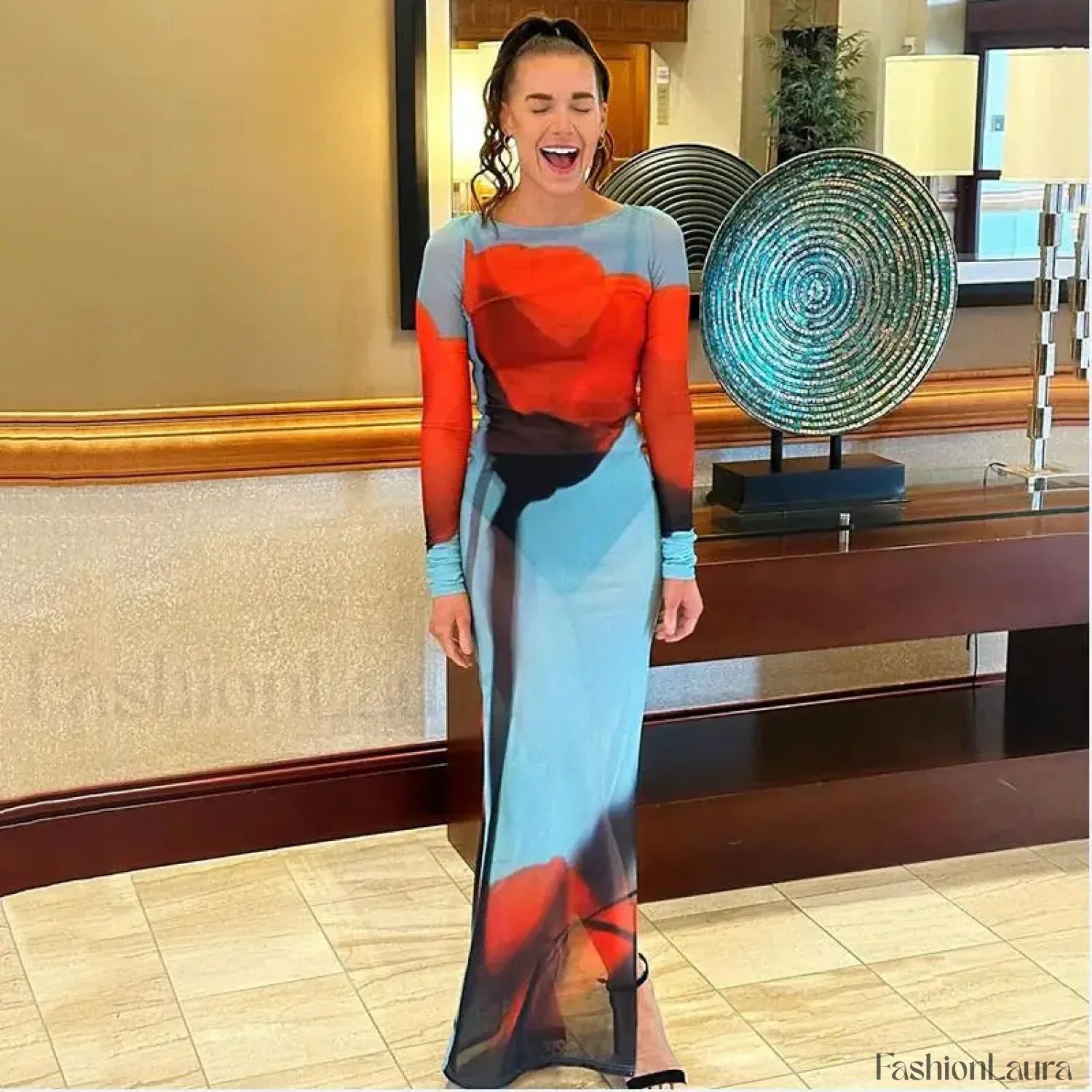 Floral Mesh Side Split Cover Up