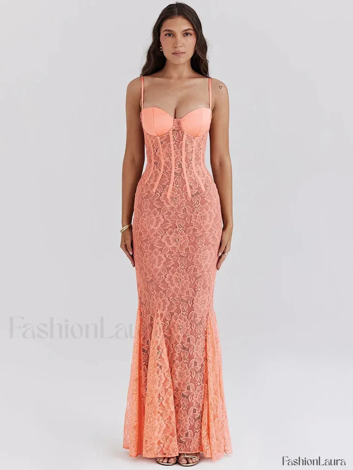 Floral Orange Spaghetti Maxi Dress