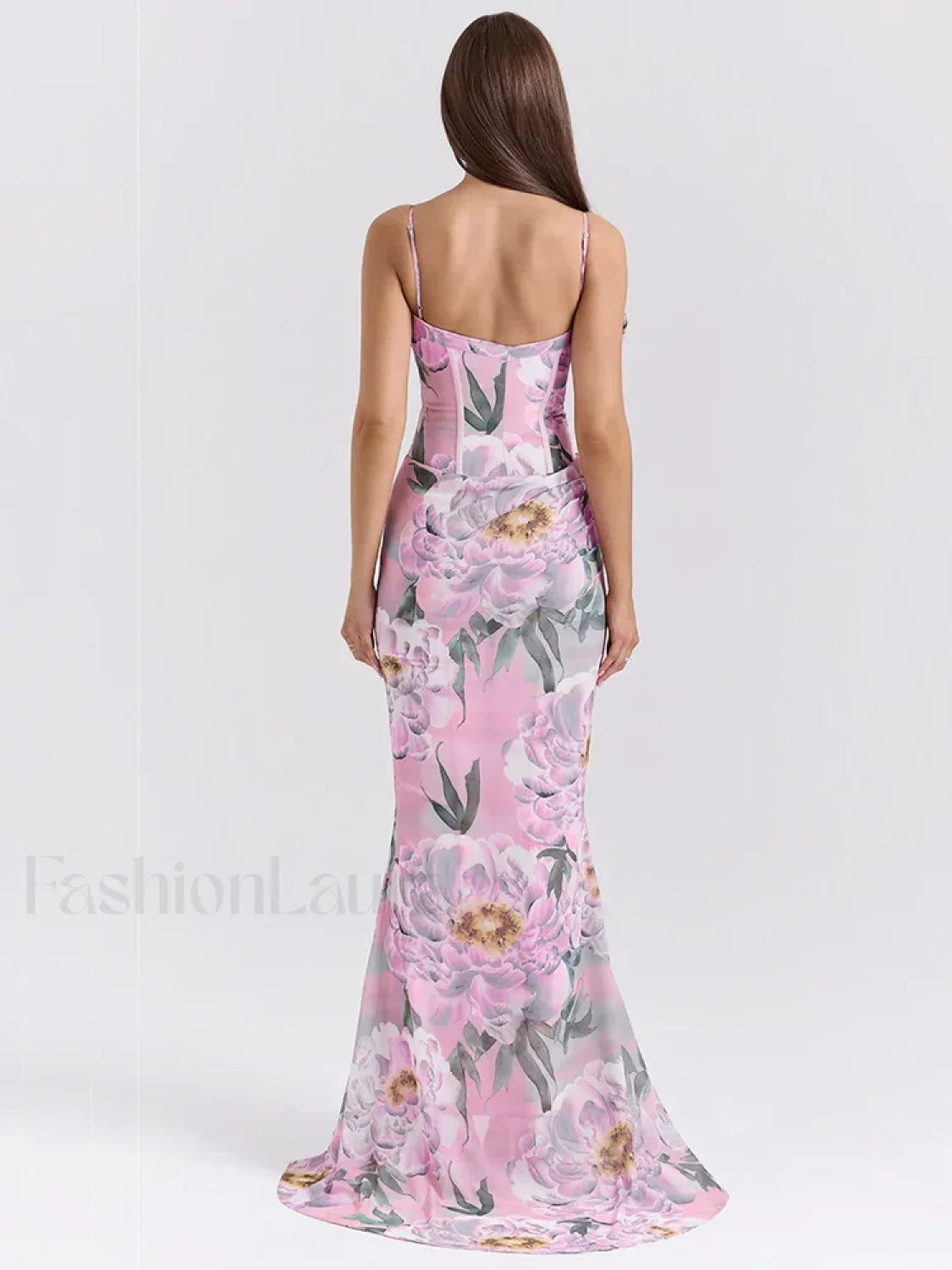 Floral Pink Spaghetti Strap Maxi Dress