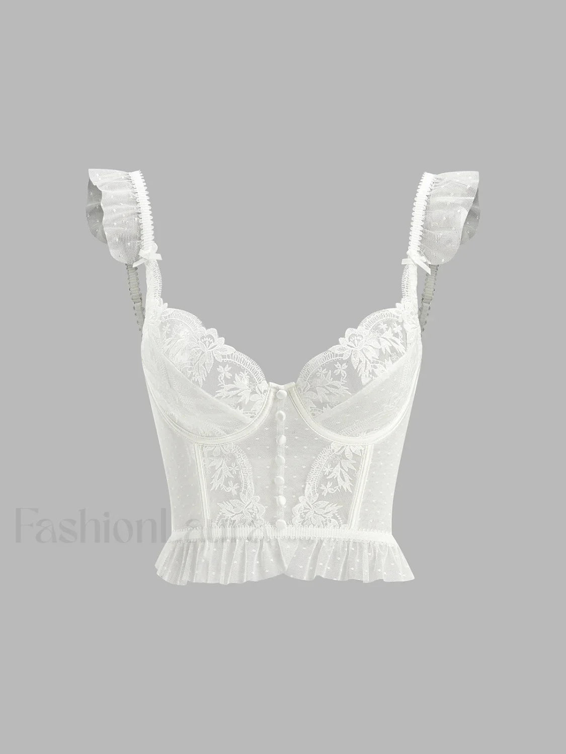 Floral Sheer Lace Mesh Corset Crop Top