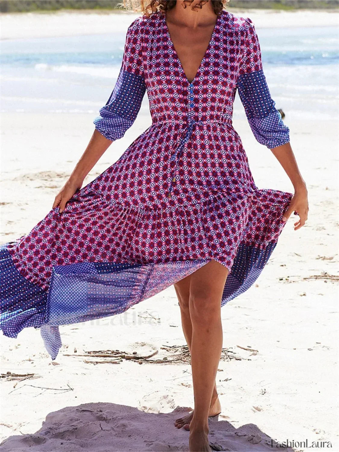 Floral Split Deep V Maxi Dress