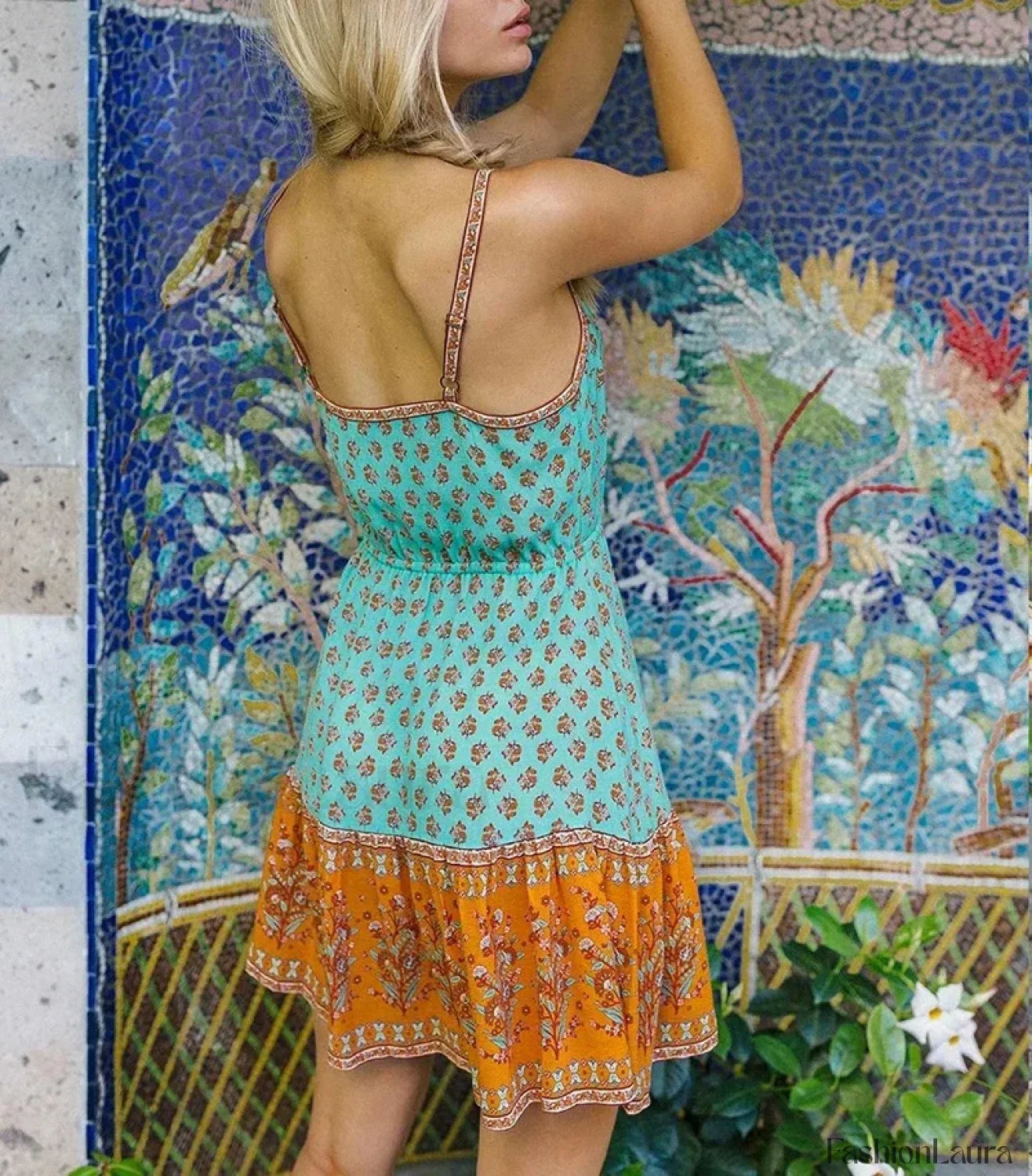 Floral Strappy Mini Boho Dress